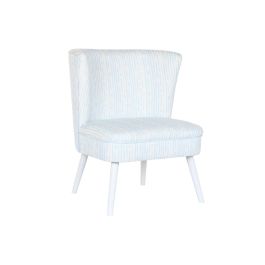 DKD Home Decor Sillón Mediterráneo Sea Breeze Azul Blanco Rayas Poliéster Madera Desmontable Altura Asiento 47cm 73x67x85 cm