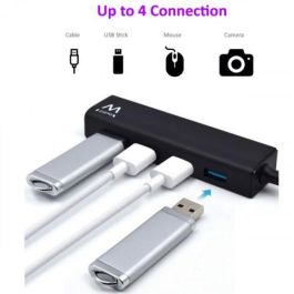Ewent Hub USB 3.1 Gen1 EW1136 4 Puertos, Compatible con USB 2.0 y 1.1, Negro