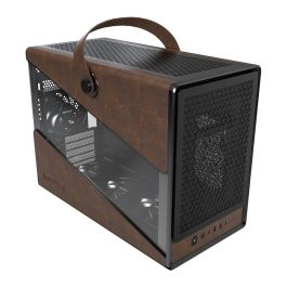 Montech Heritage 30 Pro TG Black/Brown Midi Tower para PC Negro micro ATX, Mini-ITX, Imitación piel