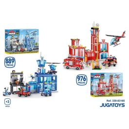 Construccion estación de bomberos y estación de policia max build con vehículos y accesorios 976 pzas 55 x 40 cm - modelos surtidos Construccion estación de bomberos y estación de policia max build con vehículos y accesorios 976 pzas 55 x 40 cm - modelos surtidos