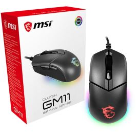MSI Clutch GM11 Ratón Gaming RGB con 8 efectos de luz, Sensor óptico PMW-3325, 5 niveles DPI, Diseño ambidiestro