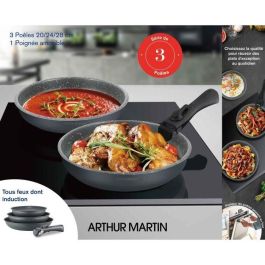 Arthur Martin AM521GM Batería de cocina con 3 estufas - Matt Gray 20-24-28 cm + 1 Manija extraíble - Todas las luces que incluyen inducción Arthur Martin AM521GM Batería de cocina con 3 estufas - Matt Gray 20-24-28 cm + 1 Manija extraíble - Todas las luces que incluyen inducción