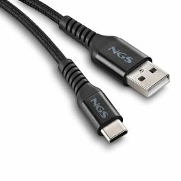 NGS KNOT-AC Cable USB 2.0 A a Tipo-C, Carga Rápida 12W, Datos 480Mbps, 1 metro, Trenzado Negro