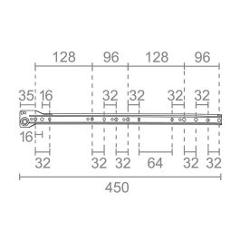 Micel Juego de guía cajón GC1 450mm, acero, acabado blanco, soporta 18kg, BL 75045