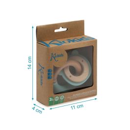 KioKids Mordedor para Bebé Madera de Haya y Silicona de Alta Calidad Oso Verde +3 Meses Masajea Encías Alivia Dentición Colección Ecofriendly