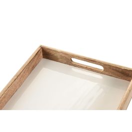 DKD Home Decor Bandeja de Servicio de Madera de Mango Lacado Blanco Natural 43.5x27x4.5 cm Colección National White