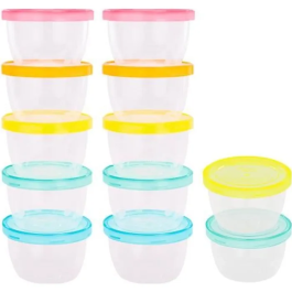 Badabulle Set de 12 Tarros de Almacenamiento para Bebés, 250ml