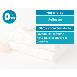 Kiokids Manta para Bebé Blanco con Estrellas en Relieve - Manta Suave 80x110 cm para Recién Nacido +0 Meses