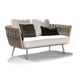 DKD Home Decor Sofá Terraza y Jardín 138 x 72 x 68 cm Set de 4 Piezas Cuerda Metal