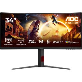 AOC CU34G4Z Monitor Gaming Curvo 34" Wide QHD 3440x1440 240Hz 1ms VA HDMI DP USB Negro/Rojo AOC CU34G4Z Monitor Gaming Curvo 34" Wide QHD 3440x1440 240Hz 1ms VA HDMI DP USB Negro/Rojo Precio: 374.79000042. SKU: B14DDNL86C