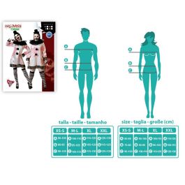 Disfraz de Payasa Sangrienta Halloween para Mujer Adulto, Vestido Blanco Vintage Estilo Siniestro, Tallas M-L