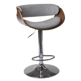 DKD Home Decor Taburete Moderno Ajustable Poliéster Nogal Gris Marrón Cromado 53 x 101.5 x 54 cm