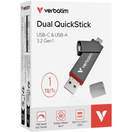 Verbatim 32043 Dual QuickStick 1TB USB-A/C 3.2 Gen1 550MB/s para Windows, Mac, Android Gris