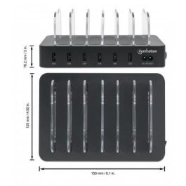 Manhattan Charging Station, 6X USB-A Ports, Outputs: 6X 2.4A,