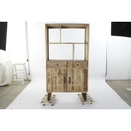 DKD Home Decor Estanteria Cottage Estilo Rústico Natural Mango y Metal 95 x 44 x 172 cm con 2 Cajones y 2 Puertas