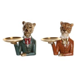 Figura Decorativa DKD Home Decor 17,5 x 11 x 23,5 cm Azul Dorado Marrón Leopardo Colonial (2 Unidades) Precio: 32.58999964. SKU: S3043303