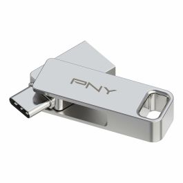 PNY DUO LINK Unidad Flash USB 64GB USB 3.2 Gen 1, Conectores Tipo-A y Tipo-C, Acero Inoxidable, Velocidad Lectura 200 MB/s
