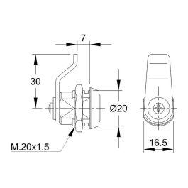 Ifam Cerradura 111 c Acero Niquelado Lengüeta Curva 30mm con 2 Llaves