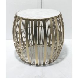 DKD Home Decor Mesita Auxiliar Moderno Plateado Blanco Hierro y Mármol 46 x 46 x 41 cm Precio: 63.50000019. SKU: S3023036