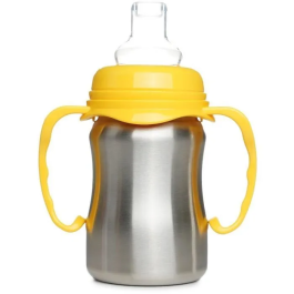Thermobaby THE3023191861493 Vaso de Aprendizaje de Acero Inoxidable 180 ml Amarillo Mango Ergonómico Antigoteo