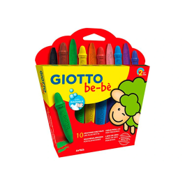 Giotto Lápices de Cera Super Bebé, Caja de 10 Colores Surtidos con Sacapuntas