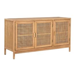 DKD Home Decor Aparador Tropical de Abeto y Ratán Marrón Claro 120 x 40 x 65 cm con 3 Puertas para Salón o Comedor Precio: 303.79000036. SKU: B12LD8S7P8