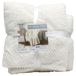 Home Deco Factory Manta Piel Sintética Blanco 120x150 cm Suave Geométrica Zig-Zag Colección Natural Poliéster Precio: 24.50000014. SKU: B142RCBTVK