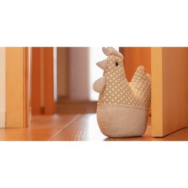 Inofix Tope textil sujetapuertas gallina beige 1kg - 30x28x10cm, poliéster y algodón sintético