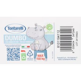 Tontarelli Taburete Dumbo Blanco 38 cm x 30 cm x 24 cm con Asa (6 Unidades)