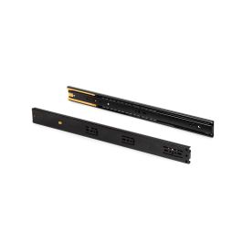 Emuca Lote de 5 juegos de guías para cajones, de bolas, altura 45mm, profundidad 600mm, extracción total, cierre suave, Negro