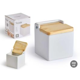 Vessia Salero Blanco Cuadrado con Tapa de Cerámica y Madera, 10x10x10.7 cm (Set de 24) Precio: 63.50000019. SKU: B1KCZ6B9GG