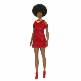 Barbie HRH18 Muñeca Fashionistas 221 con Pelo Negro y Vestido Rojo, Homenaje Estilo 80s, Edición 65 Aniversario.