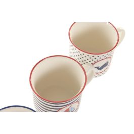 DKD Home Decor Mug Mediterraneo Azul Marino Rojo Porcelana New Bone Apto Microondas Lavavajillas 9.5x9x12.5 cm (12 Unidades)