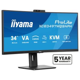 Iiyama Monitor XCB3497WQSNPH-B1 Curvo VA UWQHD 34'' Cámara 5MP Windows Hello KVM USB-C 95W Precio: 440.69000052. SKU: B1AXF9AREH