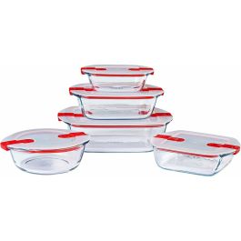 Pyrex AAAAY00560 Set 5 Recipientes Cook & Heat de Vidrio con Tapa y Válvula de Vapor para Almacenar y Microondas