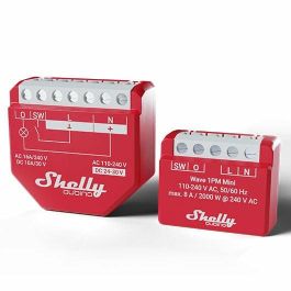 Shelly Qubino Wave 1PM Mini Interruptor Inteligente Z-Wave Inalámbrico con Medición de Energía para Hogar hasta 2000W