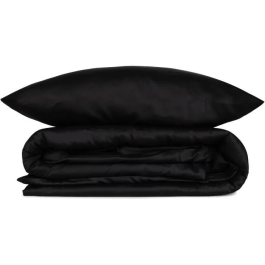 Juego de Cama 220x240 cm + 2 Fundas Almohada 60x60 cm - 100% Algodón Satén Negro - MEN8681875218435