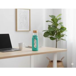 Bewinner Botella de Agua de Vidrio y Silicona 560ml 7x7x22.5 cm