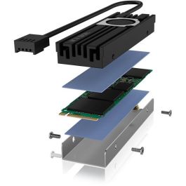ICY BOX IB-M2HSF-703 Disipador Térmico para SSD M.2 con Ventilador Negro/Gris de Aluminio y Silicona