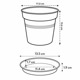 Elho 6811701443341 Set 5 Macetas Green Basics con Plato Negro - Ø17 x Al15,7 cm + Plato Ø14 cm - 4 L