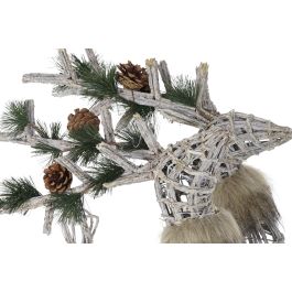 DKD Home Decor Reno Navidad Alpina LED Mimbre Blanco Marron 30x30x58 cm Set de 3