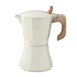 Oroley Cafetera Petra de Aluminio 6 Tazas Color Crema para Inducción, Gas, Vitro y Eléctrica
