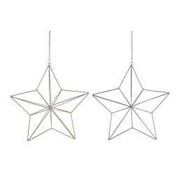 DKD Home Decor Decoración Colgante Navidad Moderna Estrella LED Metálica Dorado Plateado, Set de 2 Unidades, 30x30x11 cm Precio: 14.04084. SKU: B129X4WRYN