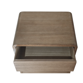DKD Home Decor Mesita de Noche Urban Marrón 3 Cajones Paulownia y Olmo 34 x 60 x 44 cm