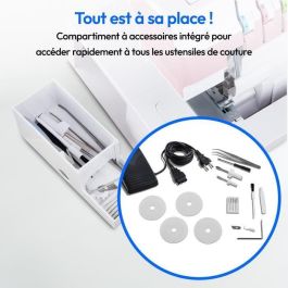 Medion MED4061275230840 Remalladora Overlock SO 90 91W 1200 rpm para costura doméstica con luz LED, agujas 11, 14, 16, rosa