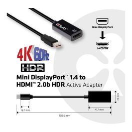 Club3D Adaptador Mini DisplayPort a HDMI 2.0b HDR 4K60Hz Activo