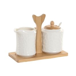 Azucarero Home ESPRIT Blanco Bambú Porcelana 19,5 x 9 x 17 cm 2 Piezas