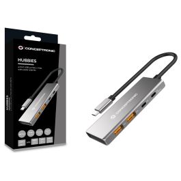 Conceptronic HUBBIES15G 4-Port USB 3.2 Gen 2 Hub, 10Gbps, USB-C x 2, USB-C a W Usb PD/Aluminum