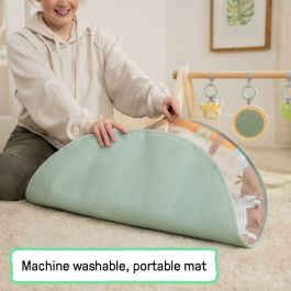 Ingenuity Alfombra de juego plegable WonderWood para bebé, redonda, con arco de madera, espejo y juguetes ING17448