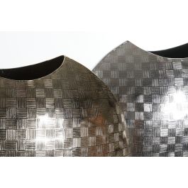 DKD Home Decor Jarrón Moderno de Aluminio Dorado y Plateado, 14x37x33 cm (Largo x Ancho x Alto), Pack de 2 de la Colección Quatrato